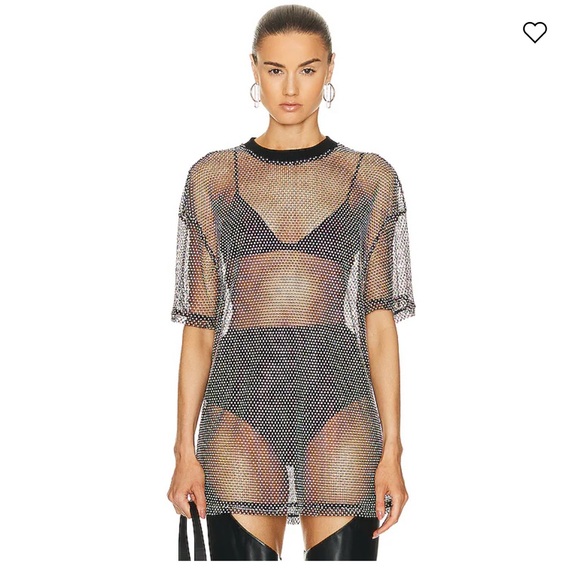 DAVID KOMA Tops - DAVID KOMA Crystal Mesh Oversized T-shirt UM 6